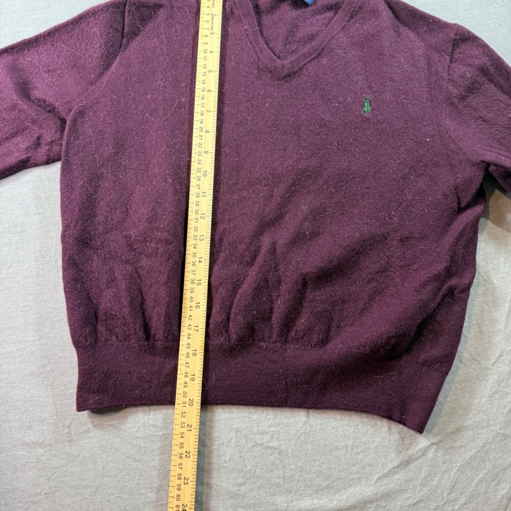 Polo Ralph Lauren V-Neck Sweater Mens‎ M Purple Good Embroidered Pony Logo - Picture 4 of 8